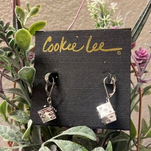 Cookie Lee Dice silver Earrings, Gen Crystal